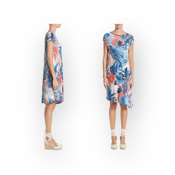 new JPG Jean Paul Gaultier Fuzzi ⚤ Asymmetrical Silk Dress ⚤ Zaffiro Leaf Print - Picture 15 of 16